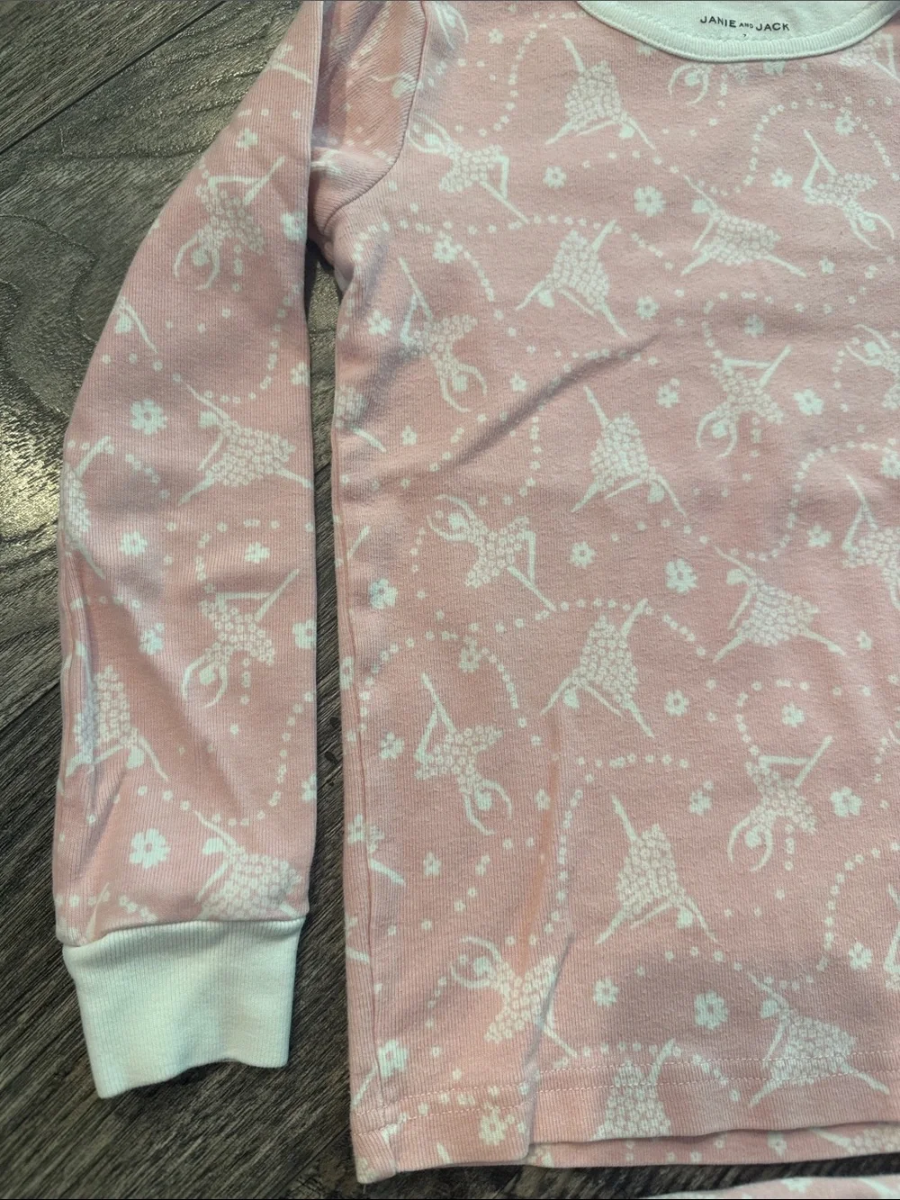 Janie and jack pajama girls size 7 used cotton white pink ballerina cotton